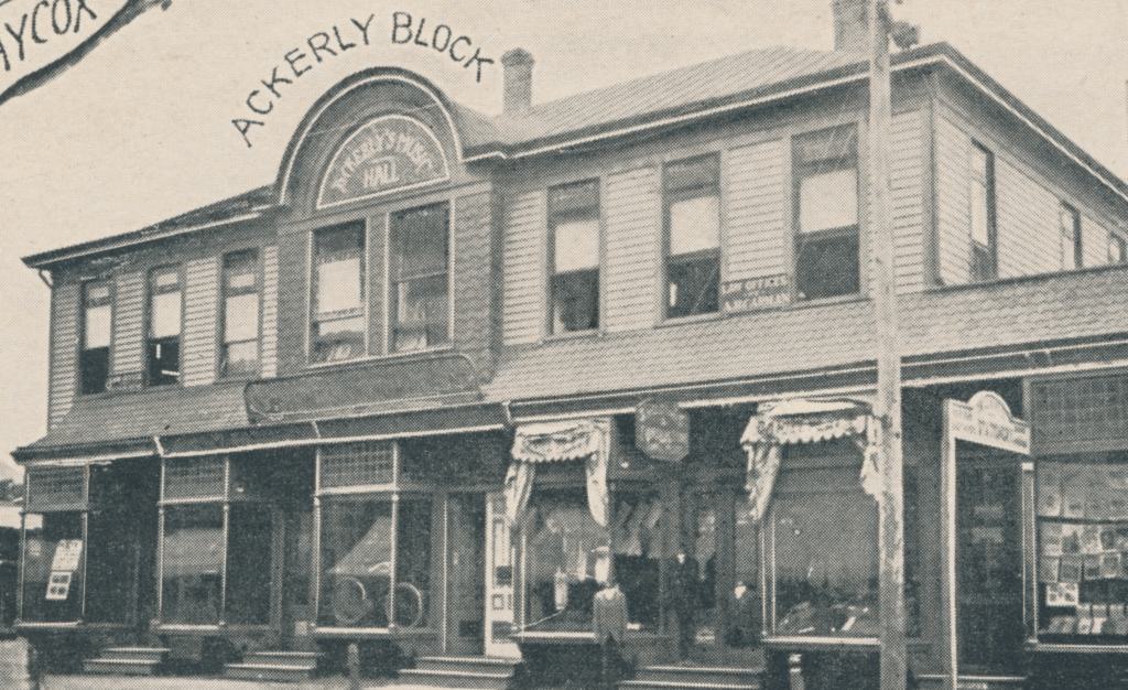image of George M. Ackerly Block housed the public library - and was located on the west side of South Ocean Avenue.