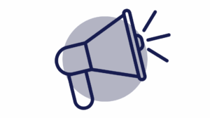 graphic of a blue megaphone