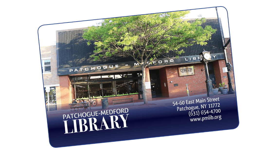 image of library card for the patchogue-medford library